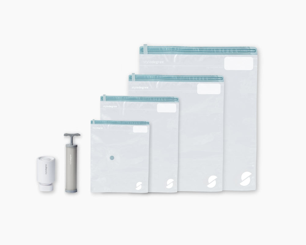 ClearVacuum™ Storage Bag - Set of 12 Bags with Hand & Electric Pump